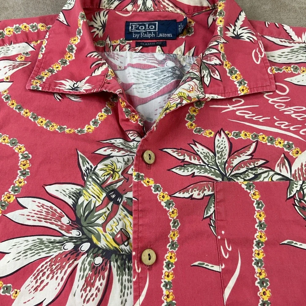 Vintage Polo Ralph Lauren Shirt Men Sz L Aloha Hawaii Button Up 90s Classic Fit